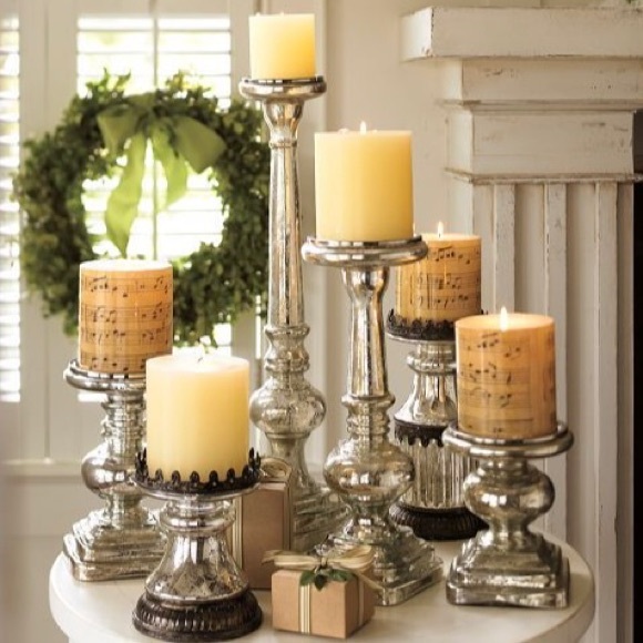 Pottery Barn Accents Pottery Barn Mercury Glass Candle Holders 2 Pc